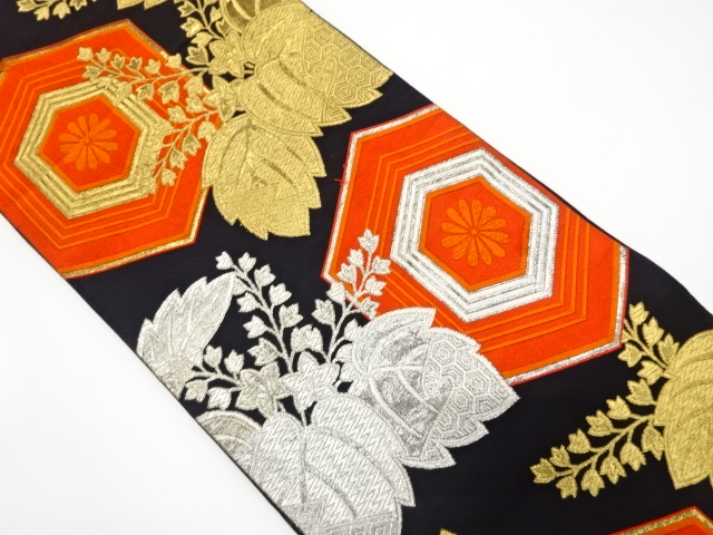 JAPANESE KIMONO / ANTIQUE FUKURO OBI / SILK / WOVEN KIKKO & PAULOWNIA
